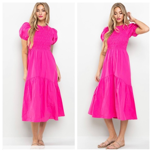 36 Boho Smocking Detail Tiered Maxi Dress - Picture 3 of 3